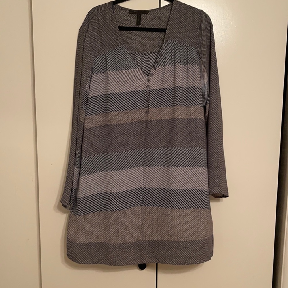 BCBG shift dress, button front, slip included